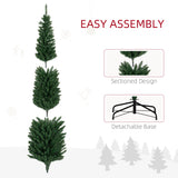 HOMCOM 8ft Tall Pencil Prelit Artificial Christmas Tree Holiday Décor with 668 Branches, 250 Colorful LED Lights, Steel Base, Green HOMCOM