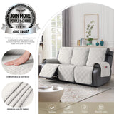 TAOCOCO 100% Waterproof Recliner Sofa Cover, Non Slip Split Couch Covers for Reclining Couches with Elastic Straps, Washable Reclining Sofa Cover Furniture Protector for Kids Pets(3 Seater, Off White) TAOCOCO