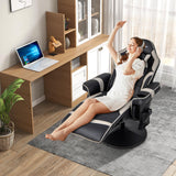 Goplus Gaming Chair, Height Adjustable Massage Video Game Chair with Retractable Footrest, Cup Holder, Headrest, Swivel Office Chair, Racing Style Swivel Gamer Chair Goplus