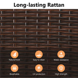 5 Piece Wicker Patio Dining Sets for 4, Rattan Outdoor Dining Table and Chairs with Wood Table Top, Water-Resistant Patio Conversation Set for Deck, Garden, Backyard, Removable Cushions, Brown FansaFurn