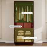 Tafeumob Solid Wood Armoire Wardrobe: Small Classic 2 Doors Solid Wood Bedroom Armoires with Hangingrod Clothes Cabinet Storage Cherry Red Finish 31.26" L x 19.69" W x 70.87" H Tafeumob