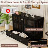 GraceGrove Queen Size Murphy Bed：Wood Queen Murphy Bed Cabinet with Large Storage Drawer,Optimize Sleeping Space（Mattress Not Included） Black-11 GraceGrove