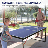 Zevemomo Portable Table Tennis Table, Foldable Ping Pong Game Set for Indoor/Outdoor, Ping Pong Table Top with Net, 2 Paddles and 3 Balls, Table Tennis Set 10 Minute Quick & Easy Assembly Zevemomo
