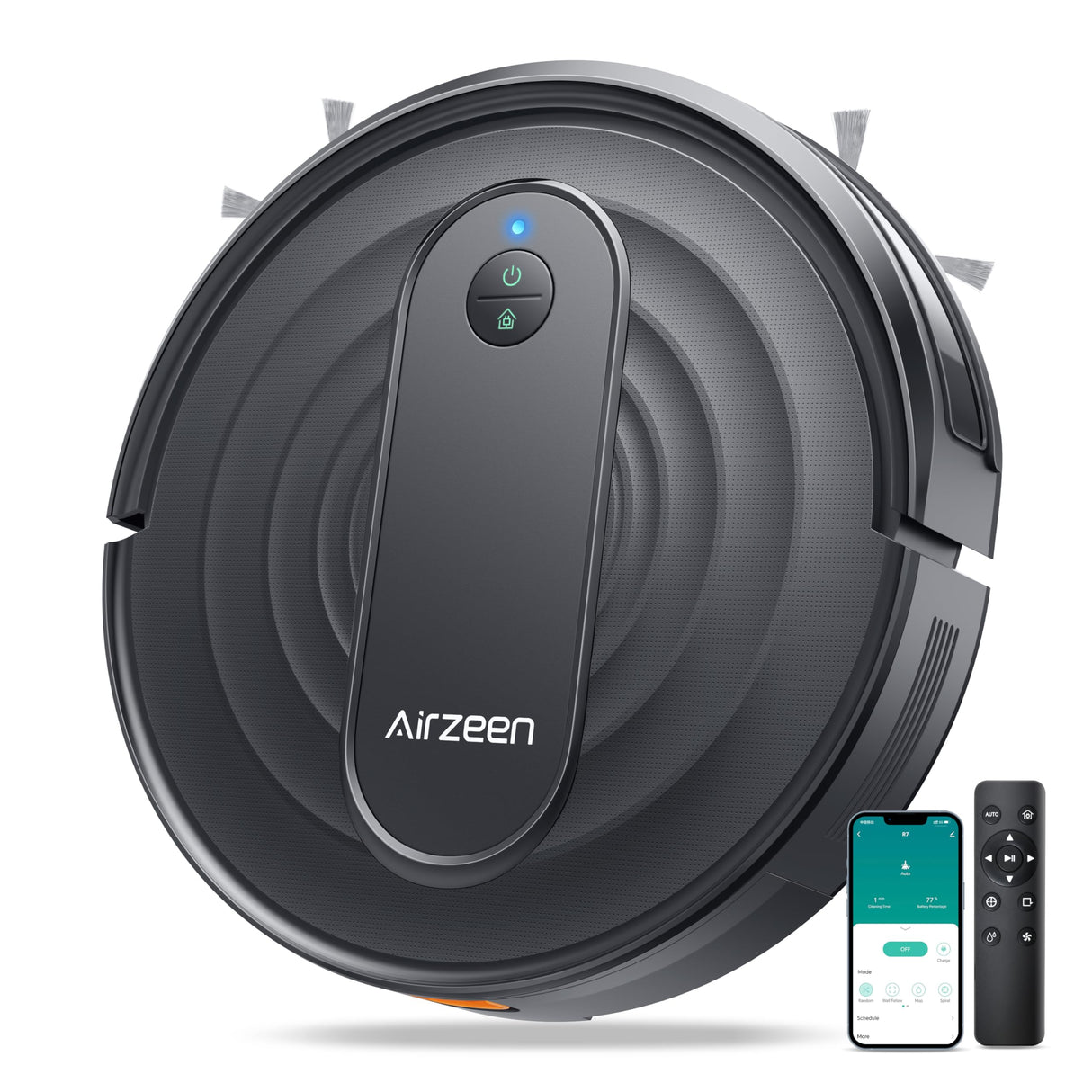 Airzeen Robot Vacuum Cleaner with 3000Pa Suction,Personalized Cleaning Settings,Auto Self-Charging Robotic Vacuum,Carpet Booster,App/Alexa/Remote Control, Ideal for Pet Hair/Hard Floor/Carpet,R7 Airzeen