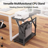 Faesun Computer Tower Cart - Height Adjustable PC Stand, 2-Tier ATX-Case CPU Holder Home Office Gaming Desk Accessories with Rolling Lockable Wheels, Laptop Table Standing Computer Desk, Rustic Black Faesun