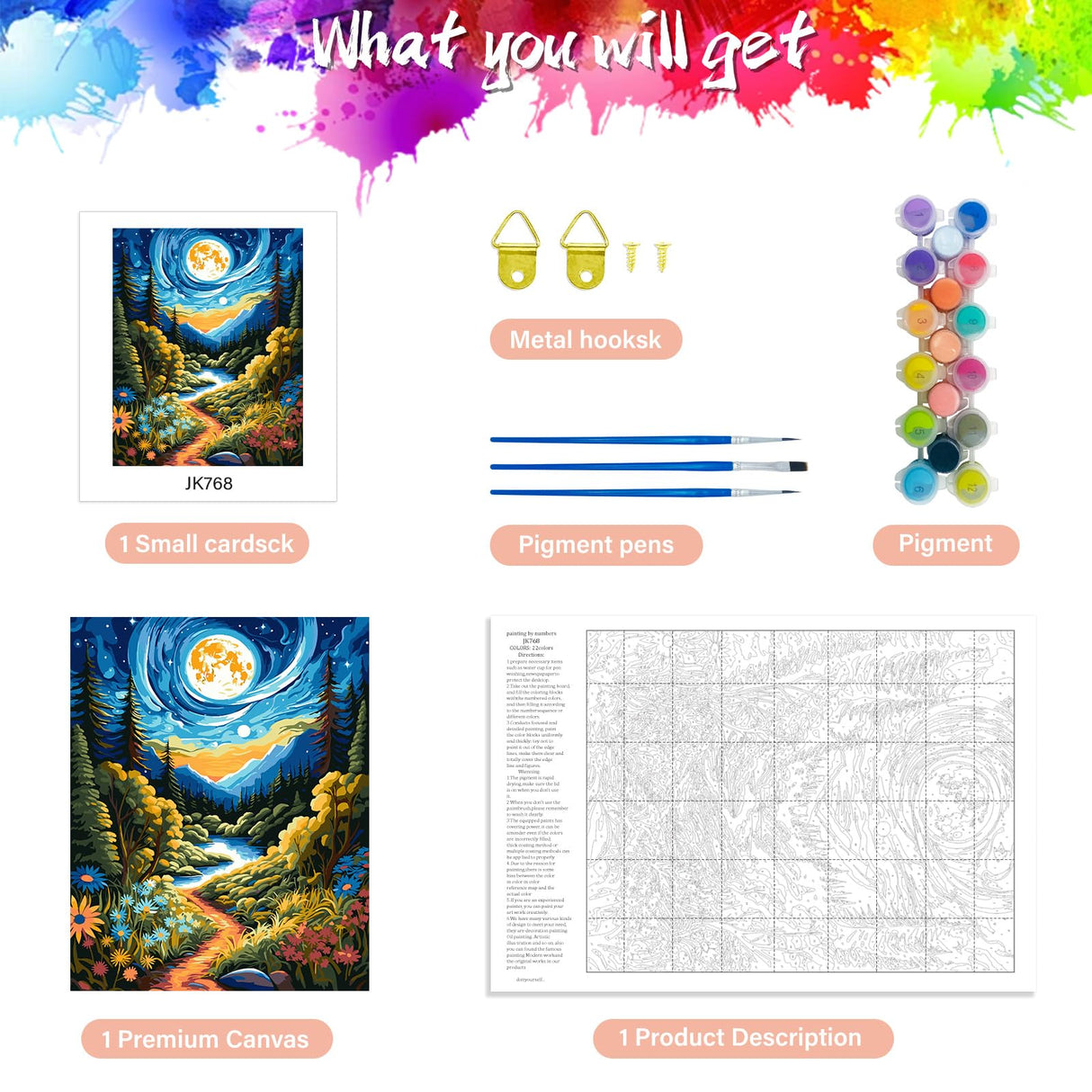 ZTOTZ Paint by Numbers Kit for Adults,Painting by Numbers Kit Landscape,Moon Landscape Paint by Numbers Adults on Canvas,Number Painting for Home Wall Decor 16x20Inch(Mountain) ZTOTZ