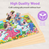 Wooden Puzzles for Kids Ages 4-6, 24 Piece Unicorn Mermaid Princess Jigsaw Puzzles 4 Packs, Preschool Toddlers Learning Activity Puzzles Toys for Girls 3 4 5 6 Years Old OSBOO