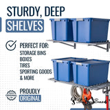 StoreYourBoard 2 Pack Heavy Duty Garage Wall Shelves, 2' x 4' Wall Mount Storage Shelf with Hooks, Hammered Gray Finish, Holds 200 lbs Each StoreYourBoard