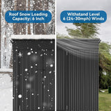 BinpLax 8'x4' Shed Galvanized Steel Storage Sheds with Triple Doors Weatherproof Outdoor Utility Sheds, Dual Lock Lean to Shed with Sloped Roof for Mower, Bike, Generator, Garden Tools (Black) BinpLax