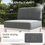 LayinSun 11 Pieces Modern Aluminum Patio Furniture Set with Coffee Table, Outdoor Modular Sectional Conversation Set L-Shaped Sofa for Backyard LayinSun