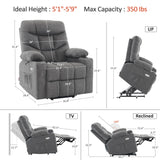 MCombo Power Lift Recliner Chair with Extended Footrest for Elderly People, Fabric 7287 (Dark Gray, Medium-Regular) MCombo