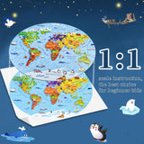 DIGOBAY World Map Jigsaw Puzzle for Kids 4-8, 70 Piece Large Round Floor Puzzles for Kids Ages Toddler Puzzle Globe Geography Games Educational Toys Birthday for Children DIGOBAY