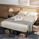 Giantex Folding Bed Frame, Queen/King Size Portable Bed Base for Kids, Teens & Adults, Tool-Free Assembly, No Box Spring Needed, 660 LBS Capacity, Steel Platform Bed Giantex