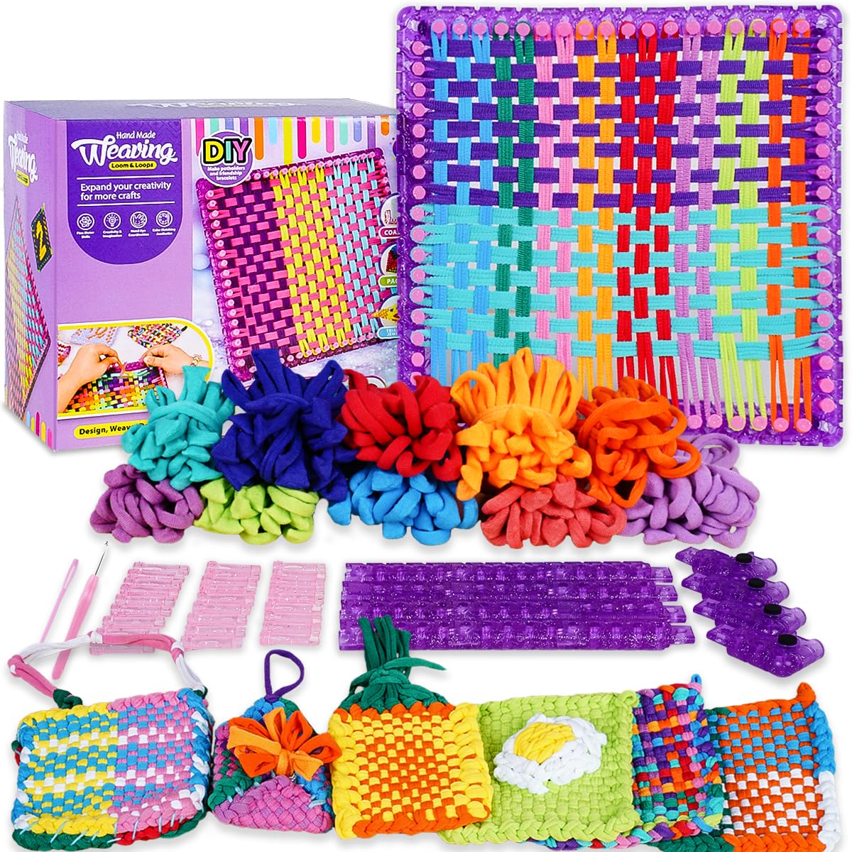 Weaving Loom Kit, DIY Arts and Crafts for Kids and Adults, Includes 288 Loops & Step-by-Step Instructions, Ideal Gifts for Girls Ages 5 6 7 8-12 13 Disracker