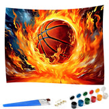 SKRYUIE Paint by Numbers Kit for Adults Beginner Basketball, Acrylic Fire Oil Painting by Numbers Kits with PaintBrushes Paintwork Art Crafts Canvas for Home Decor 16x20 inch SKRYUIE