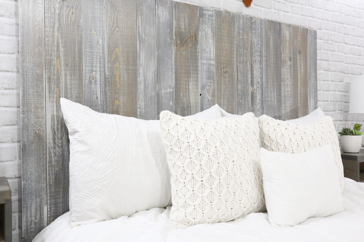 Barn Walls Graywash Floating Headboard - Handcrafted Farmhouse Design with Adjustable Height for Queen Size Beds Barn Walls