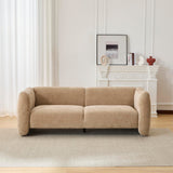 Christopher Knight Home Ahri 83'' Wood Frame Lounge Sofa Couch with Wave Design, Soft Seating 3-Seater Sofa with Armrests, Comfy Velvet Upholstered Home Sofa for Living Room and Office, Camel Christopher Knight Home