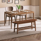 HOOBRO Dining Bench, 2-Tier Bamboo Farmhouse Entryway Bench, Indoor Storage Wooden Bench for Living Room, Dining Room, Hallway, Bedroom, Entryway, Bathroom, Brown BR06CD01 HOOBRO