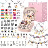 UFU Charm Bracelet Making Kit Girls Beads for Jewelry Making Kit, Unicorns Arts Crafts Gifts Set for Teen Girls Age 5 6 7 8-12, with a Portable Bracelet Organizer Box UFU