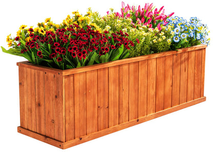 Idzo Wooden Window Box 40 in, Spacious Wooden Planter Boxes with Convenient Drainage Holes, Durable Oil Coated Window Box for Flowers & Plants, Decor Garden, Balcony, Backyard, Easy Assembly - WoodArtSupply