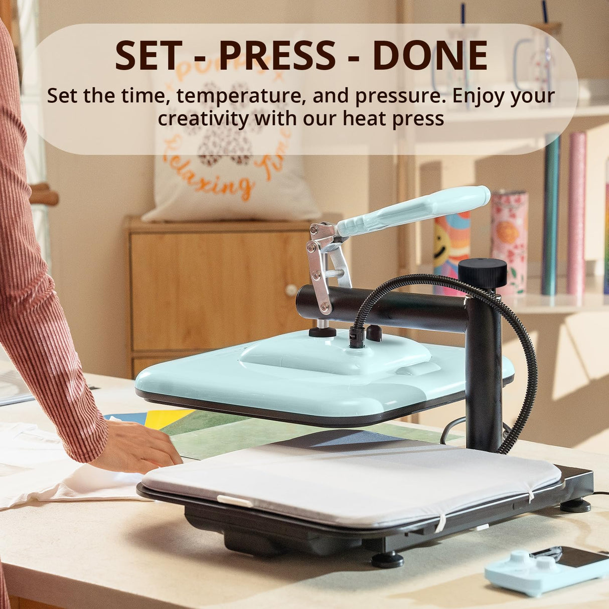 HTVRONT Heat Press Machine for T-Shirts, Heat Press 15 x 15 Professional Heats Up Fast & Distribute Heat Evenly, Swing Away T-Shirt Press Machine for HTV, Sublimation, Heat Transfer Projects (Blue) HTVRONT