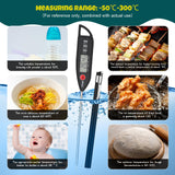 Copkim 6 Set Waterproof Food Thermometer for Water, Liquid, Candle and Cooking Digital Meat Thermometer with Long Probe Instant Read for Kitchen BBQ Grill Candy (Black) Copkim