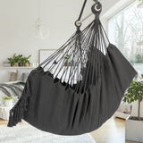 Y- STOP Hammock Chair Hanging Rope Swing, Max 500 Lbs, 2 Cushions Included, Large Macrame Hanging Chair with Pocket, Cotton Weave for Superior Comfort, Durability (Dark Grey) Y- STOP