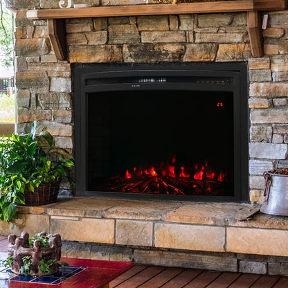 Sunnydaze Cozy Warmth 30-Inch Indoor Electric Fireplace Insert - 9 Color Options for Flames/Logbed