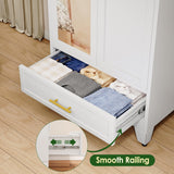 winiowa Metal Armoire Wardrobe Closet with Drawer, 71" Wardrobe Cabinet with Adjustable Shelves and Hanging Rod, Clothing Storage Cabinet Closet with Mirror for Bedroom-White winiowa