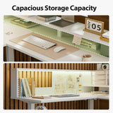 Agilestic L-Shaped Electric Standing Desk, 63x55 Inch Ergonomic Adjustable Height Desk with Storage, Stand Up Corner Desk Sit Stand Computer Table Power Outlet & LED Lights, Office Table, White Agilestic