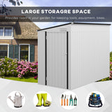 Outsunny 4' x 7.7' Metal Outdoor Storage Shed, Lean to Storage Shed, Garden Tool Storage House with Lockable Door and 2 Air Vents for Backyard, Patio, Lawn, White Outsunny