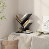 Tajsoon Tree Bookshelf 3 Tier Book Storage Organizer Shelves, Desktop Bookshelf Floor Standing Bookcase Display for CDs/Magazine/Books, Small Bookshelf for Bedroom, Living Room&Office, Black Tajsoon