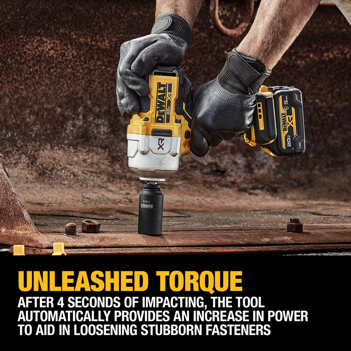 DEWALT 20V MAX XR 1/2 Inch Cordless Impact Wrench Kit with Hog Ring Anvil, Battery and Charger Included (DCF961GP1) DEWALT