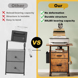 NASHZEN File Cabinet Printer Stand, Mobile Filing Cabinet with 2 Storage Drawers, for Hanging A4, Letter Size File Folders, Open Shelf with Storage Bag and Hooks Home Office, Rustic Brown NASHZEN