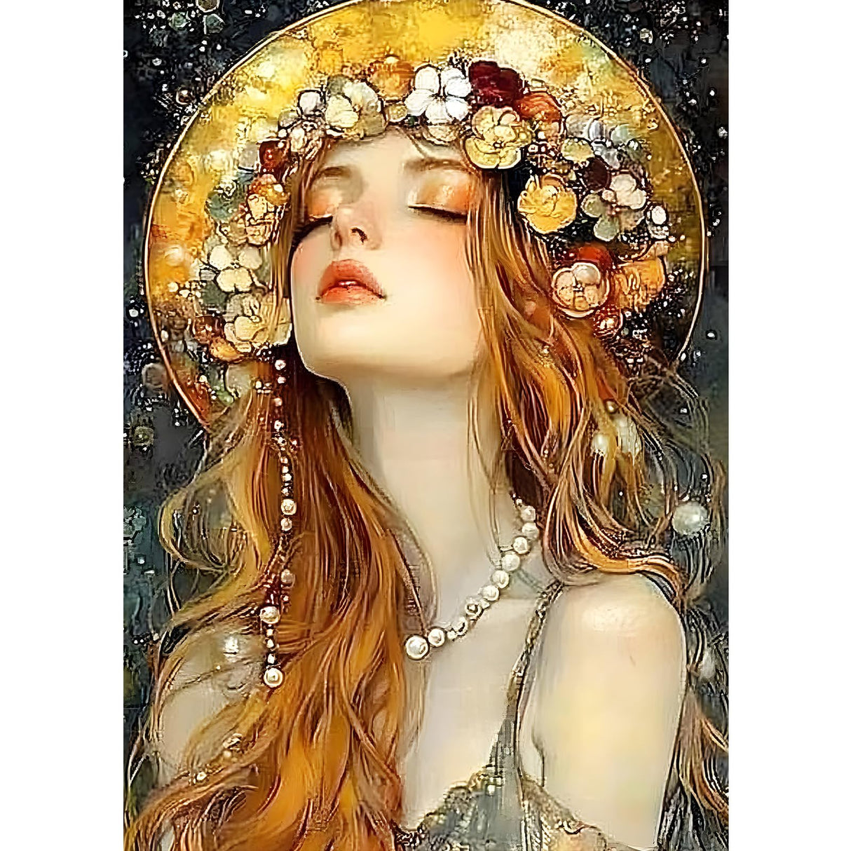 MXJSUA Beautiful Woman Diamond Art Painting Kits for Adults, Full Drill Diamond Dots Paintings for Beginners, Round 5D Paint with Diamonds Pictures Gems Art Painting Kits DIY Crafts Kits 12x16 Inch MXJSUA