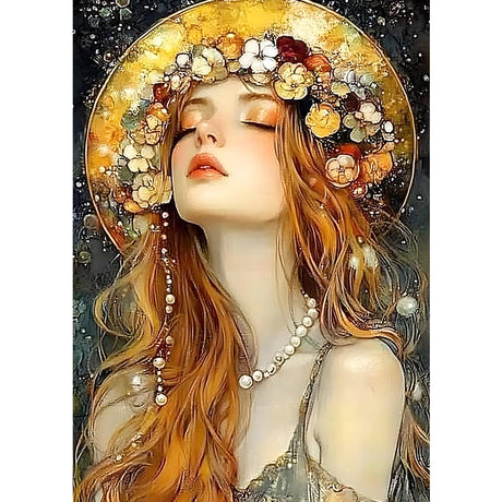 MXJSUA Beautiful Woman Diamond Art Painting Kits for Adults, Full Drill Diamond Dots Paintings for Beginners, Round 5D Paint with Diamonds Pictures Gems Art Painting Kits DIY Crafts Kits 12x16 Inch MXJSUA