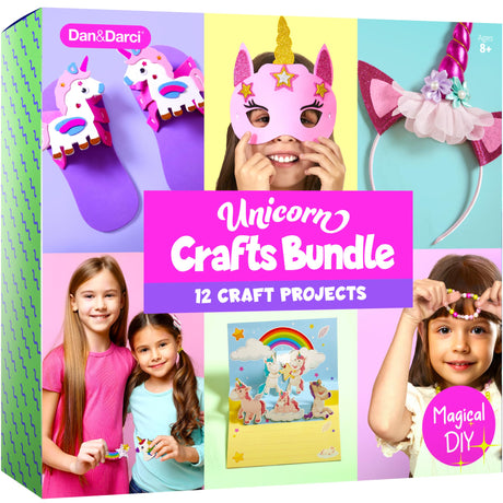 Unicorn Craft Kit for Girls - 12 Projects - Gifts for 5 Year Old Girl - Arts and Crafts for Kids 4-8 - Toys for Ages 5-7 - 4 5 6 7 8 Year Old Girl Birthday Gift - Unicorn Toys for Girls Age 4-6 Dan&Darci