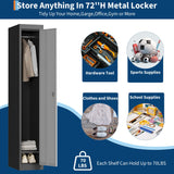 Metal Lockers for Employees with Door, 72’’ Tall Lockers for Employees Students with Shelves, Metal Storage Steel Cabinet for School Garage Office Gym Home Warehouse, Assembly Required, Dark Grey CABIHOME