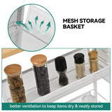 YITAHOME 4-Tier Slim Rolling Cart, Kitchen Cart with Wheels, Storage Cart with Wooden Tabletop and Mesh Baskets, Mobile Utility Cart for Narrow Space YITAHOME