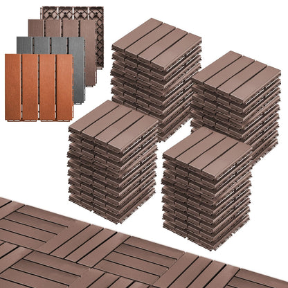 VERNILLA Plastic Interlocking Deck Tiles Outdoor,36 Pcs,12"x12" Patio Tiles Waterproof Outdoor Interlocking All Weather,Deck Tiles for Balcony, Backyard, Indoor and Outdoor use, Coffee