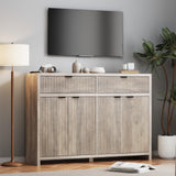 Boonatu Fluted Sideboard Buffet Cabinet with Storage Drawers, 55" Large Accent Storage Cabinet with Doors and Adjustable Shelf, Modern Farmhouse Credenza for Entryway, Kitchen, Living Room - Gray Boonatu