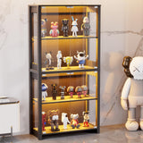 TEROL Display Cabinet with Glass Doors, 63” 4-Tier Wood Display Case with RGB Lights for Collectibles, Tall Curio Cabinet Anti-Tipping with Adjustable Shelves, Storage Cabinets for Living Room, Study TEROL