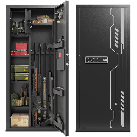 KAER 8-12 Gun safes,Rifle Safe,Gun Safes for Home Rifle and Pistols, Long Gun Safe for Rifle Shotgun for Home,Quick Access Rifle Safes,Adjustable Shelves KAER