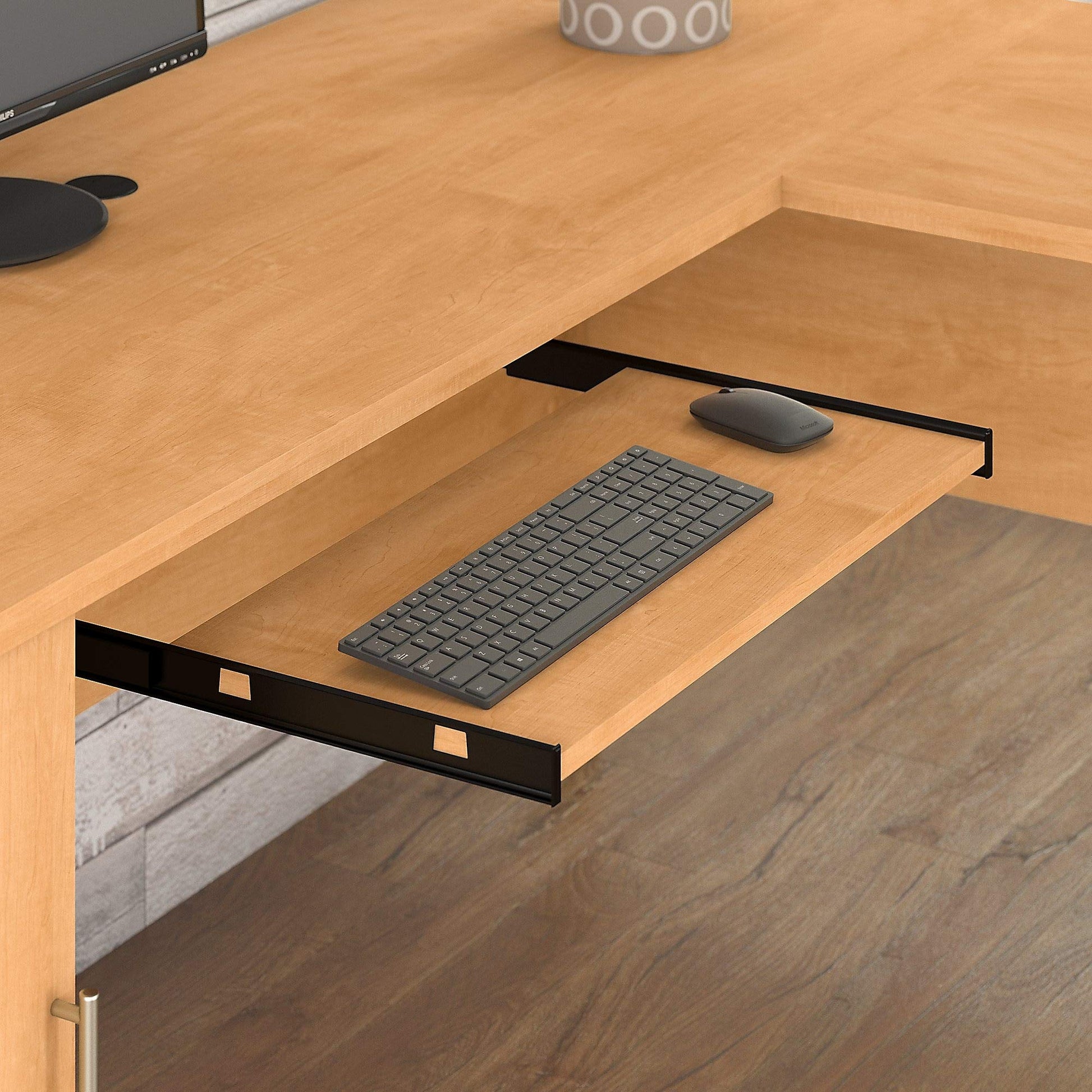 Bush Furniture Somerset L Shaped Desk with Storage | Corner Computer Table for Home Office, 60W, Maple Cross - WoodArtSupply