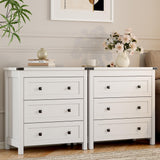 Dresser for Bedroom with 3 Drawers, Small Chests of Drawers, 27.55" Wide Farmhouse Wood Nightstand Bedside Cabinet End Table, Modern Closet Storage Organizer for Living Room, Entryway, Hallway, White Xixini