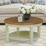 IC International Concepts International Concepts Vista Solid Wood Round Coffee Table, Hickory/Shell IC International Concepts