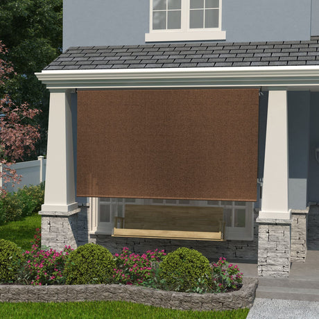 Coolaroo Exterior Roller Shade, Cordless Roller Shade with 90% UV Protection, No Valance, (4' W X 6' L), Mocha Coolaroo