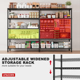 REIBII 72.8" W Storage Shelves Load 1600LBS, 5 Tier Metal Shelving Unit Wire Shelving for Storage Rack Heavy Duty Metal Shelves for Garage Pantry Kitchen, 17.7" D x 72.8" W x 70.9" H REIBII