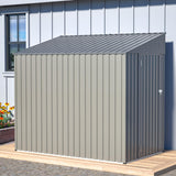 YOPTO 4x8 FT Outdoor Storage Shed,Lean to Lockable Metal Garden Shed Steel with Reinforced Beams,All Weather Waterproof Storage House W/Lockable Door&2 Air Vents,for Backyard,Patio,Lawn,Garden,Gray YOPTO