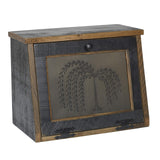 Amish Valley Products Rustic Wood Bread Box Large Kitchen Counter Storage Punched Willow Tin Primitive décor Interior Shelf Wooden Country Farmhouse Breadbox (Antique Black) AMISH VALLEY PRODUCTS